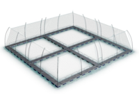 Customized top net for square steel cage with poles. 